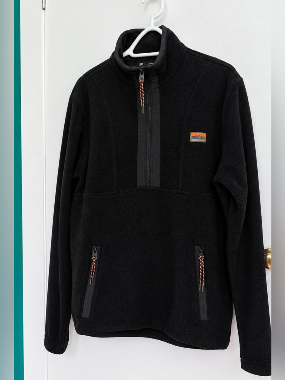 Simons Men's Black Half-Zip Fleece Pullover Jacket Long Sleeves Outdoor Sporty